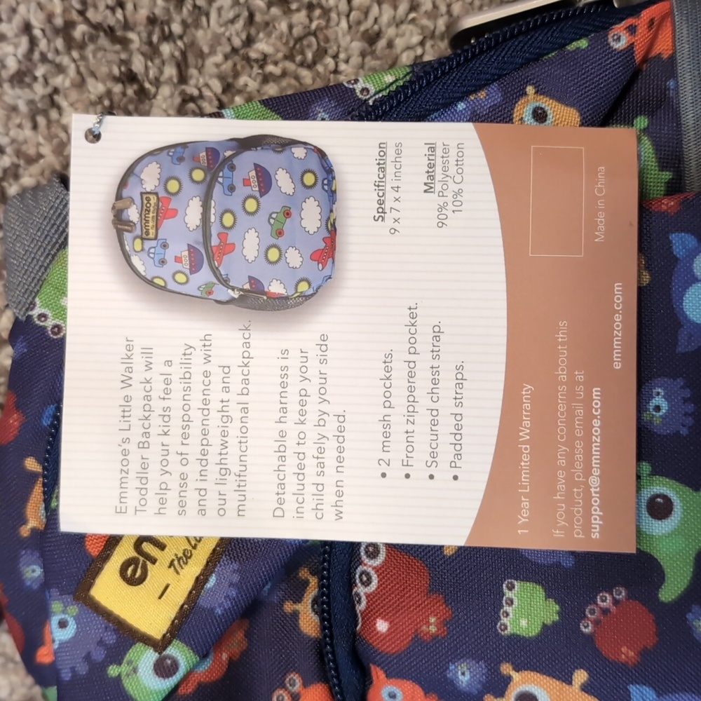 Little Walker Toddler Backpack with Detachable Safety Harness Leash - Picture 3 of 4